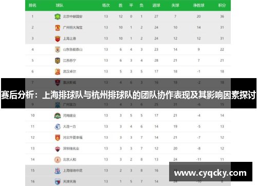 赛后分析：上海排球队与杭州排球队的团队协作表现及其影响因素探讨